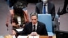 美国国务卿安东尼·布林肯在联合国安理会讨论俄乌局势的会议上发言。