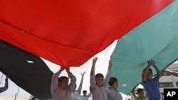 巴勒斯坦人9月22日在约旦河西岸聚会支持巴勒斯坦入联申请