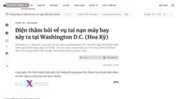 Lãnh đạo Việt Nam thăm hỏi Mỹ về vụ tai nạn máy bay