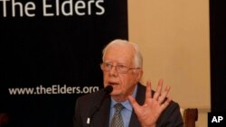 美國前總統卡特9月26日在仰光舉行的記者會上