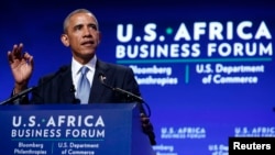 美國總統奧巴馬在非洲商貿論壇上發言