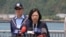 台湾总统蔡英文在海军苏澳基地视察台湾海军。（美国之音杨明拍摄）