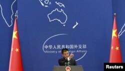 中國外交部發言人陸慷在例行記者會上（資料照片）