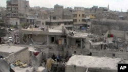 4月15日，政府军空袭后的阿勒颇的景象