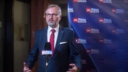 资料照片：捷克共和国公民民主党主席菲亚拉在议会选举后在布拉格接受采访。(2021年10月9日)