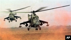 Вертолеты Ми-24, состоящие на вооружении сирийской армии (архивное фото)