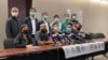 香港民主派立法会议员及民间团体5月22日召开联合记者会，批评中国人大审议港版中国国家安全法，香港形同一国一制。 (美国之音/汤惠芸)