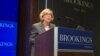 美國前商務部長富蘭克林星期二在布魯金斯學會發表主題演講 （美國之音莉雅拍攝）