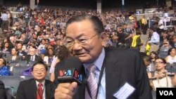 台湾国民党副主席詹春柏接受美国之音采访(电视截屏）