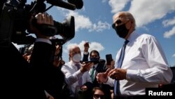 美國總統拜登在賓夕法尼亞州尚克斯維爾進行現場憑弔後對記者發表講話（2021年9月11日）