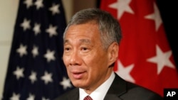 新加坡总理李显龙在华盛顿美国商会发表讲话。（2016年8月1日）