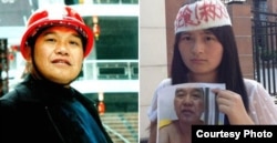 曾成杰(左) 曾珊曾绝食救父(右) （来源：曾珊微博）