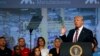 President Donald Trump speaks to the National Association of Manufactures at the Mandarin Oriental hotel, Sept. 29, 2017, in Washington. 