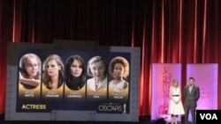 有關人士在奧斯卡獎入圍名單公布儀式上宣佈最佳女演員候選人