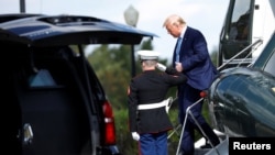 美國總統特朗普10月4日抵達沃爾特里德（Walter Reed）陸軍醫院。