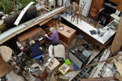 Drone footage shows Emma Pritchett's home after a tornado hit in Chatsworth, Ga., April 13, 2020.