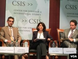 谢安敏（中）在国际战略中心参加讨论(美国之音莉雅拍摄)
