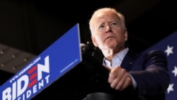 前美國副總統拜登在愛荷華州的一個競選集會上講話。(2019年4月30日)