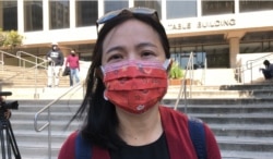 民主活動人士蒙伊接受美國之音採訪。（美國之音2021年3月13日洛杉磯）