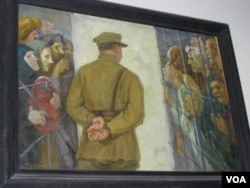 莫斯科古拉格博物馆中展出的反映斯大林大清洗的油画。(美国之音白桦)
