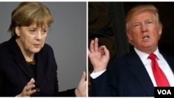  Angela Merkel shugabar kasar Jamus da Donald Trump shugaban Amurka dake jiran gado.