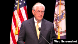 美國國務卿蒂勒森星期二在喬治梅森大學發表美非關系新框架的演說