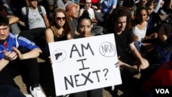 Students from Montgomery County, in Maryland, protest against gun violence near the White House. Feb. 21 2018.