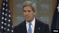 美国国务卿克里(美国之音视频截图) Secretary of the State John Kerry (VOA Video)