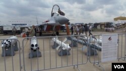 2013年莫斯科航展上展出的升級版米格-29SMT戰機 (攝影﹕美國之音白樺)