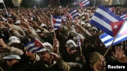 古巴首都哈瓦那大型集會悼念卡斯特羅