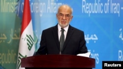 伊拉克外长贾法里在记者会上讲话 （资料照片）