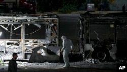 Место взрывов автобусов в Бат-Яме, 20 февраля 2025 года