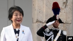 ລັດຖະມົນຕີການຕ່າງປະເທດ ຍີ່ປຸ່ນ ທ່ານນາງ ໂຢໂກະ ຄາມິຄາວະ ຢູ່ກອງ​ປະ​ຊຸມລັດ​ຖະ​ມົນ​ຕີ​ການ​ຕ່າງ​ປະ​ເທດ G7 ຢູ່ ອິ​ຕາ​ລີ.