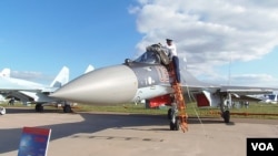 2013年8月莫斯科国际航展上的苏-35S战机(美国之音 白桦)