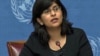 资料照片：联合国人权事物高级专员办公室发言人沙姆达萨尼在记者会上。