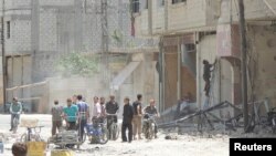 敘利亞民眾在大馬士革區內