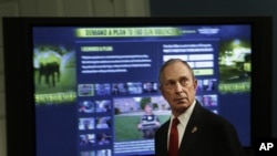New York Mayor Michael Bloomberg and dozens of shooting survivors and victims' relatives are calling on Congress and President Barack Obama to tighten gun laws and enforcement, December 17, 2012. 