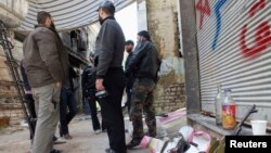 自由敘利亞軍隊戰鬥人員星期六在霍姆斯