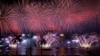 资料照：2017年10月1日在香港维多利亚港湾的国庆烟花