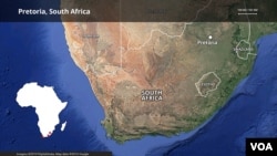 南非及其行政首都比勒陀利亚地理位置示意图。