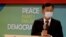 资料照片：台湾陆委会新主委邱太三在交接仪式上致辞。（2021年2月23日）