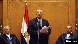 阿德勒曼蘇爾在宣誓就任埃及臨時總統的儀式上發言