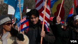 團體集會要求柬埔寨民主人權（美國之音楊晨拍攝）