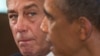 House Speaker John Boehner of Ohio listens as President Barack Obama speaks to media, Sept. 3, 2013.
