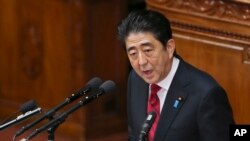 日本首相安倍晋三2014年1月24日在日本议会发表讲话