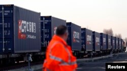 第一列從中國抵達英國的貨運火車。（2017年1月18日）