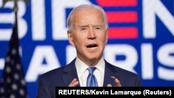 拜登11月6日在德拉瓦州的威明顿发表演说。(路透社)