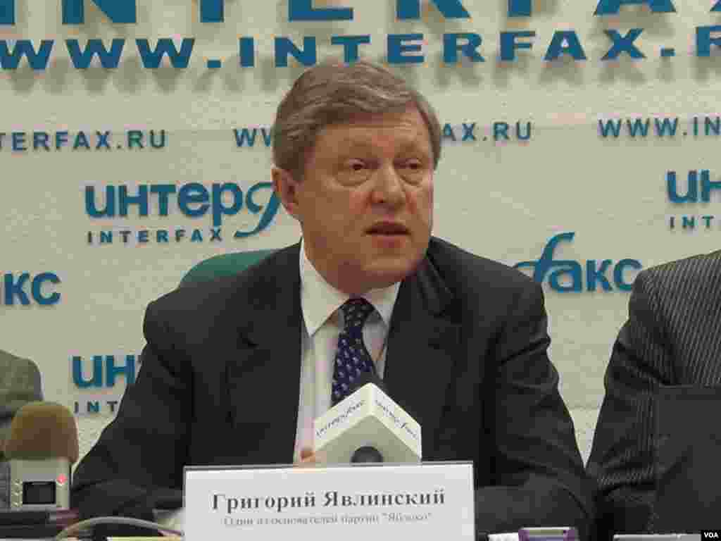 俄罗斯著名政治人物亚夫林斯基。（美国之音白桦拍摄）