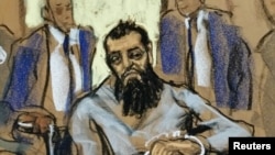 法院画师画的赛弗洛·萨伊波夫素描像（2017年11月1日）