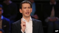 奧地利外長、人民黨黨魁庫爾茨2017年10月12日在維也納參加一場電視辯論。